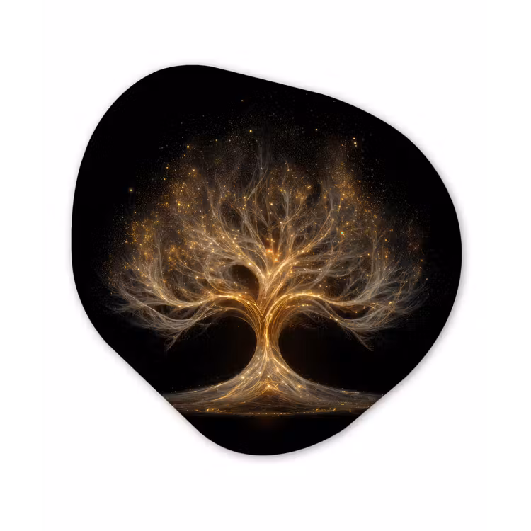 Lichtjes - Boom - Abstract - Zwart Wandcirkel Organisch Forex 3mm klein -3d