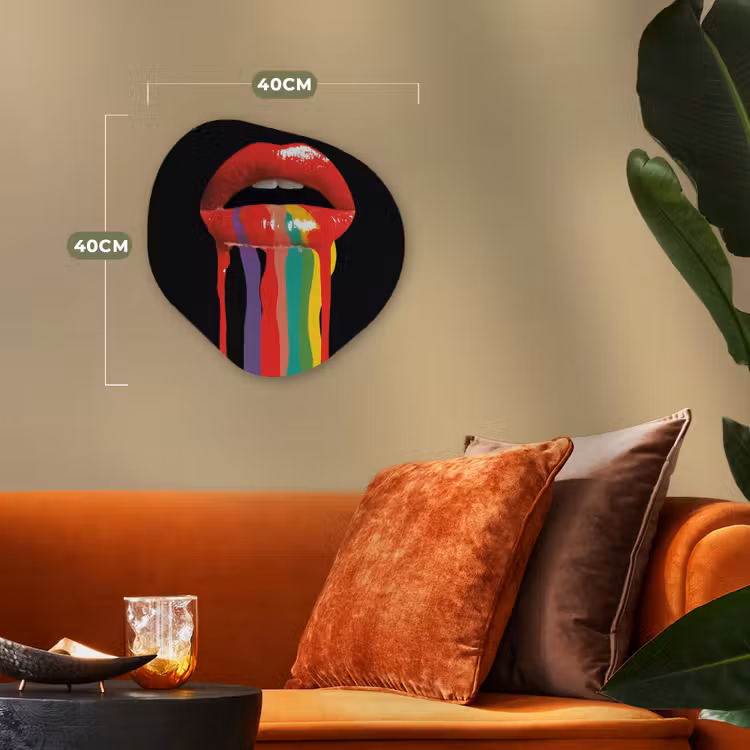 Lippen - Kleuren - Zwart Wandcirkel Organisch Forex 3mm klein -sfeer3