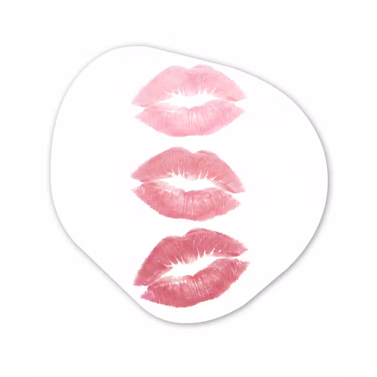 Lippen - Kusafdruk - Roze - Modern - Abstract Wandcirkel Organisch Forex 3mm klein -3d