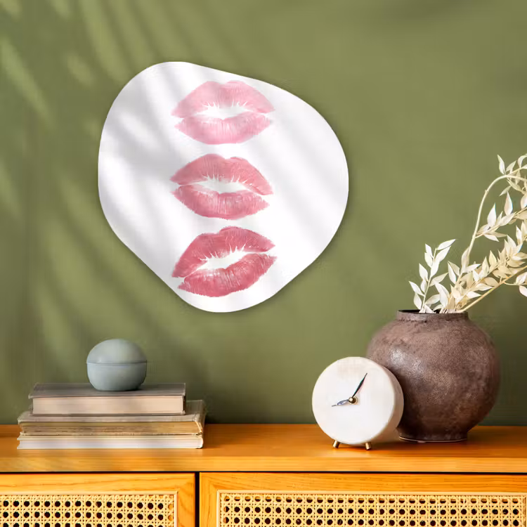 Lippen - Kusafdruk - Roze - Modern - Abstract Wandcirkel Organisch Forex 3mm klein -sfeer2
