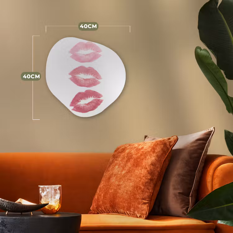 Lippen - Kusafdruk - Roze - Modern - Abstract Wandcirkel Organisch Forex 3mm klein -sfeer3