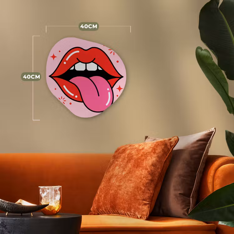Lippen - Tong - Pop-art - Kleurrijk - Roze Wandcirkel Organisch Forex 3mm klein -sfeer3