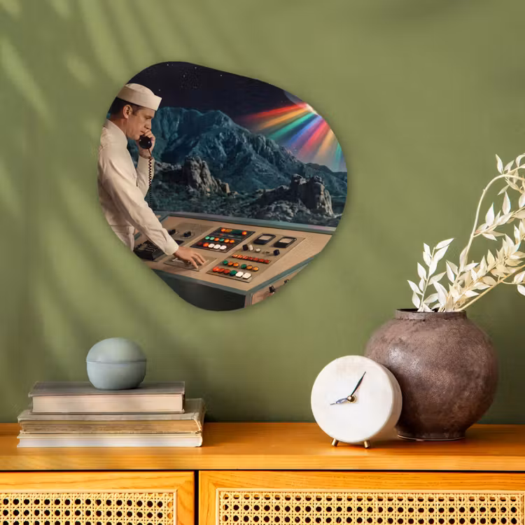 Forexbild Organische Form - Mann – Kontrollraum – Strand - Man - Controlekamer - Strand Wandcirkel Organisch Forex 3mm klein