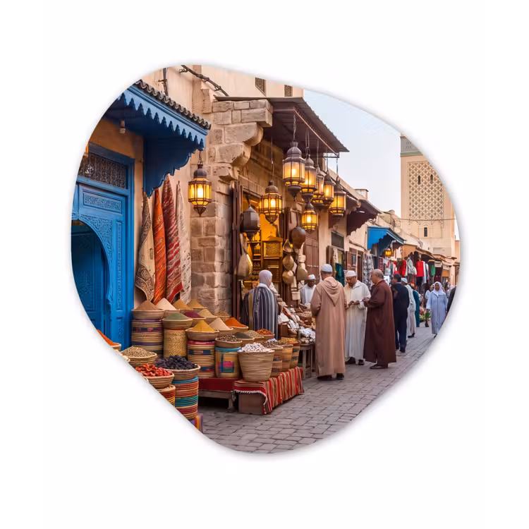 Forexbild Organische Form - Markt – Orientalisch – Farbenfroh - Markt - Oosters - Kleurrijk Wandcirkel Organisch Forex 3mm klein