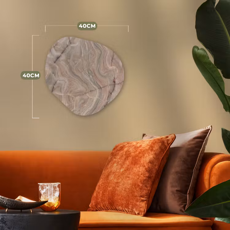Marmer - Patroon - Abstract - Beige - Groen Wandcirkel Organisch Forex 3mm klein -sfeer3
