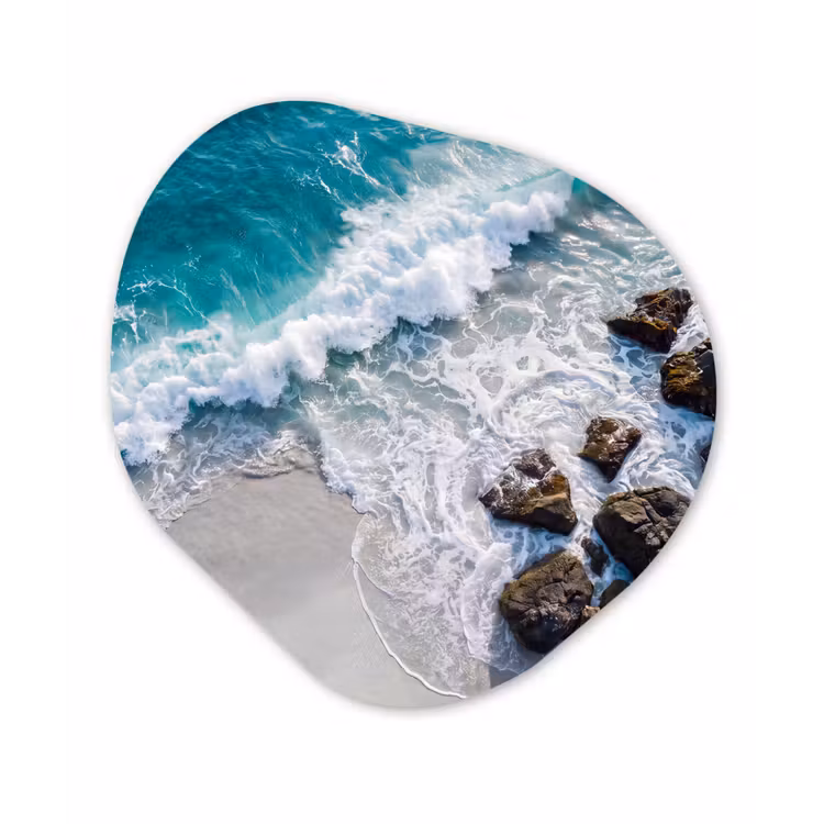 Zee - Golf - Strand - Natuur - Blauw Wandcirkel Organisch Forex 3mm klein -3d
