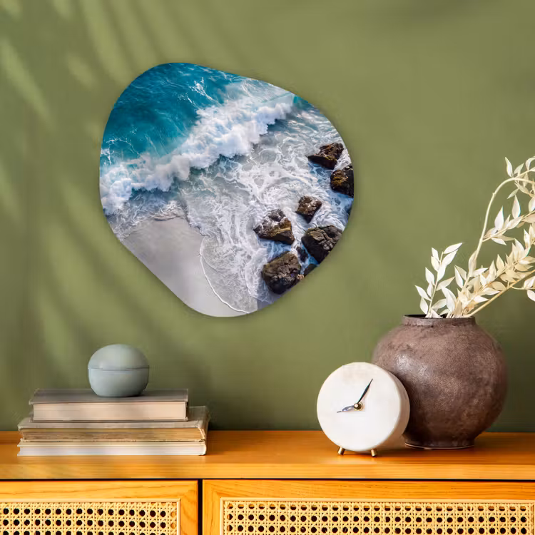Zee - Golf - Strand - Natuur - Blauw Wandcirkel Organisch Forex 3mm klein -sfeer2