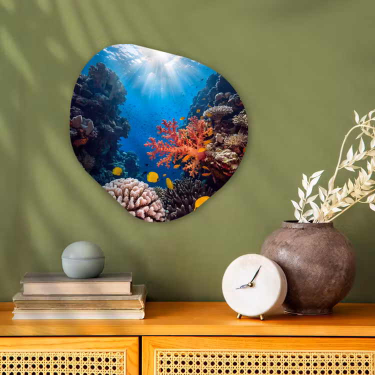 Zee - Koraalrif - Natuur - Levendig - Blauw Wandcirkel Organisch Forex 3mm klein -sfeer2