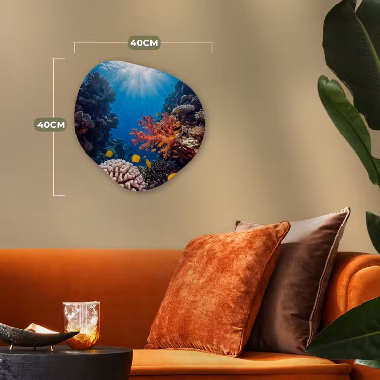 Zee - Koraalrif - Natuur - Levendig - Blauw Wandcirkel Organisch Forex 3mm klein -sfeer3