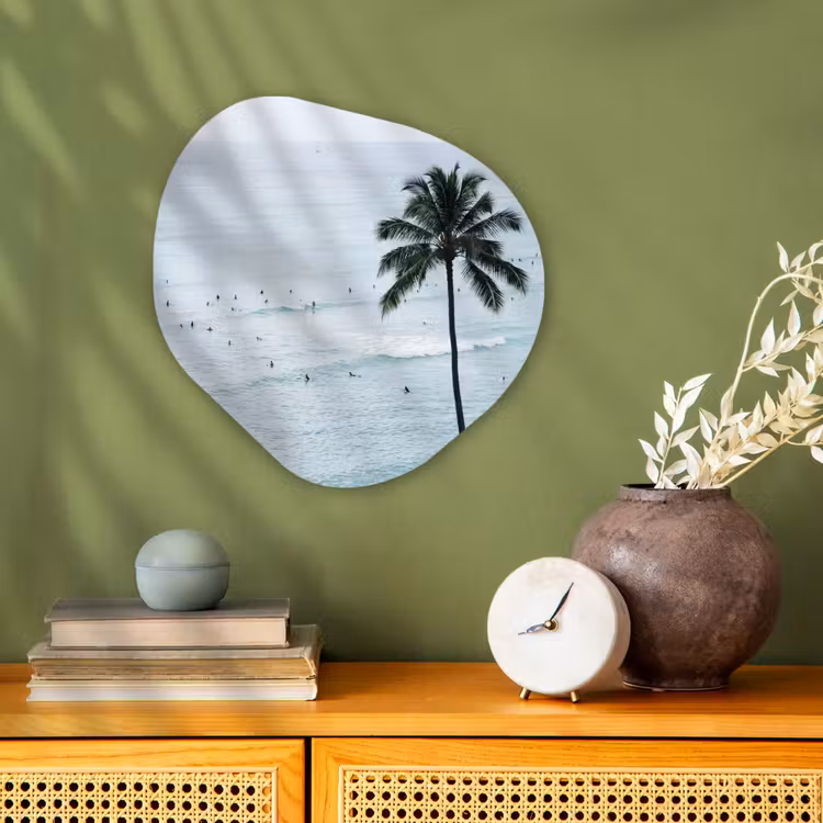 Oceaan - Palmbomen - Surfers Wandcirkel Organisch Forex 3mm klein -sfeer2