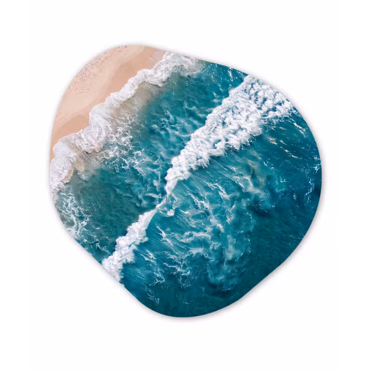 Zee - Strand - Golven - Natuur - Blauw Wandcirkel Organisch Forex 3mm klein -3d