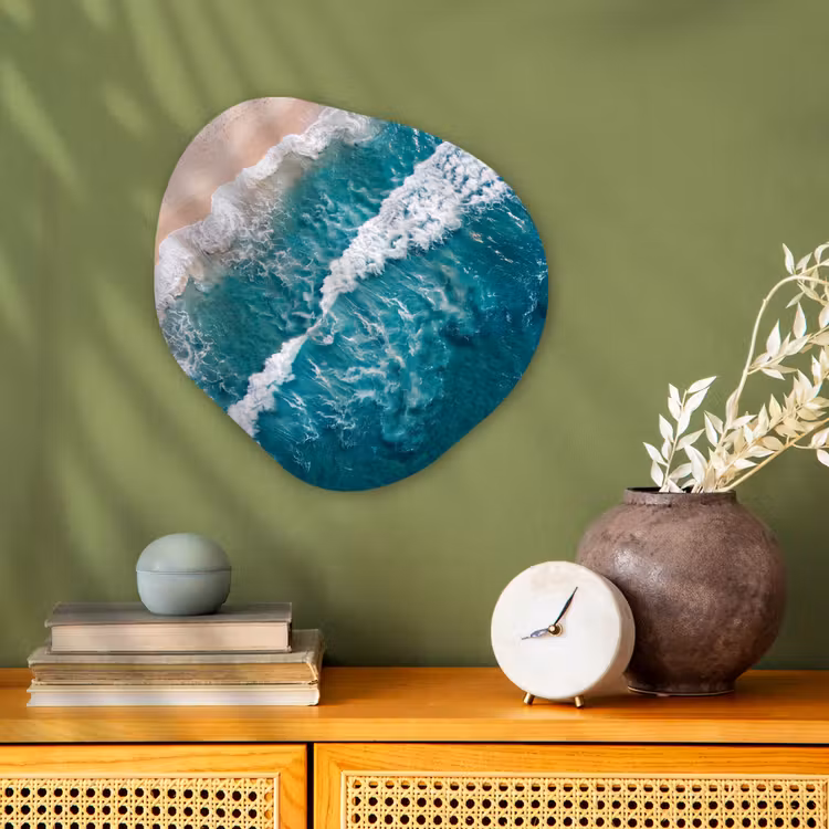 Zee - Strand - Golven - Natuur - Blauw Wandcirkel Organisch Forex 3mm klein -sfeer2