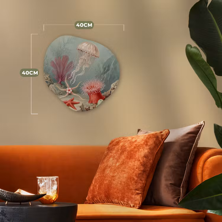 Zeeleven - Kwal - Onderwater - Illustratie - Beige Wandcirkel Organisch Forex 3mm klein -sfeer3