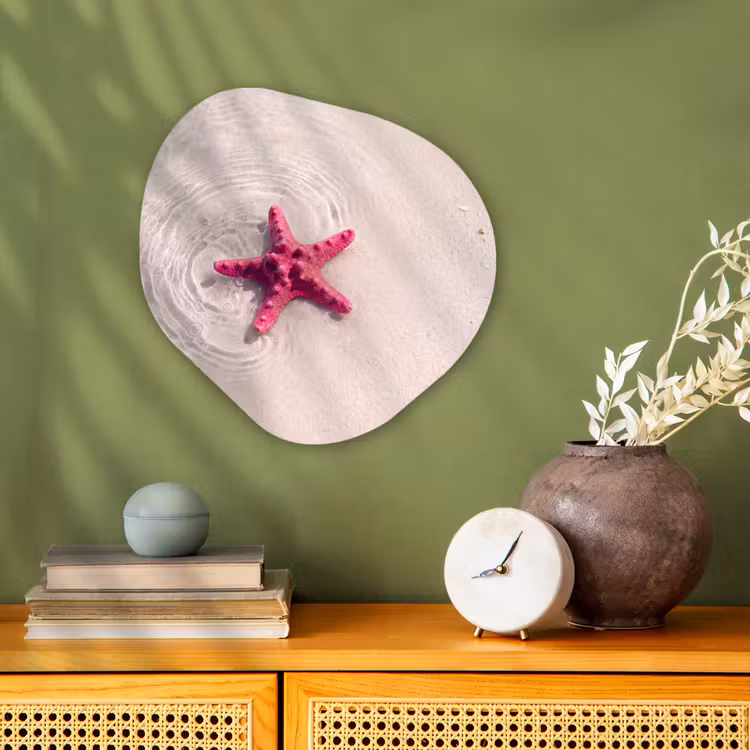 Zeeleven - Zeester - Strand - Roze - Water Wandcirkel Organisch Forex 3mm klein -sfeer2