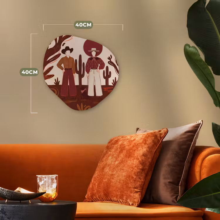 Mensen - Cowboykleding - Westerse stijl - Illustratie - Bruin Wandcirkel Organisch Forex 3mm klein -sfeer3