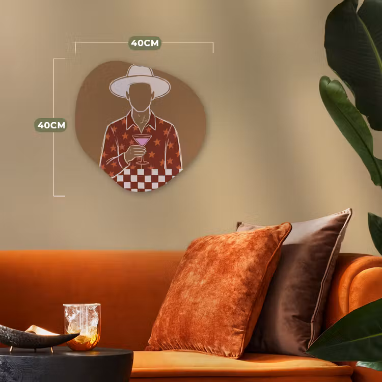 Mensen - Hoed - Cocktail - Abstract - Modern Wandcirkel Organisch Forex 3mm klein -sfeer3