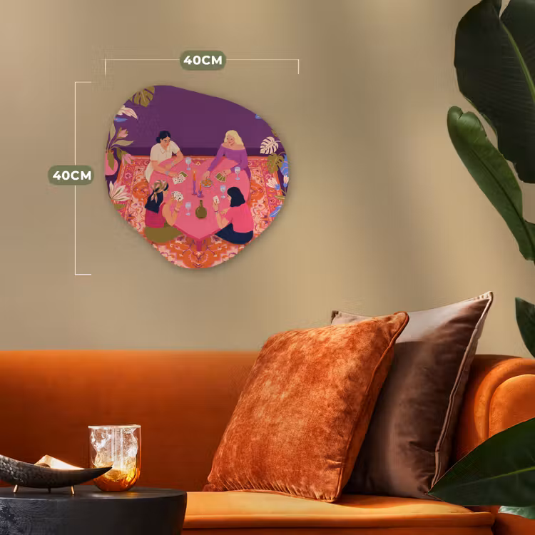 Mensen - Kaartspel - Interieur - Modern - Kleurrijk Wandcirkel Organisch Forex 3mm klein -sfeer3