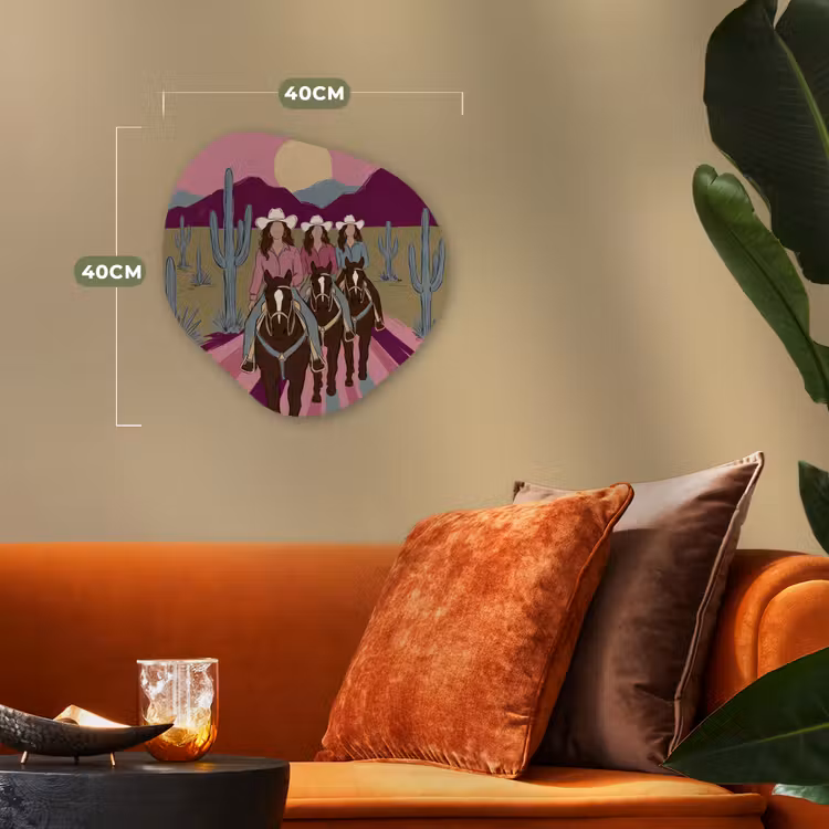 Mensen - Paard - Woestijn - Abstract - Roze Wandcirkel Organisch Forex 3mm klein -sfeer3