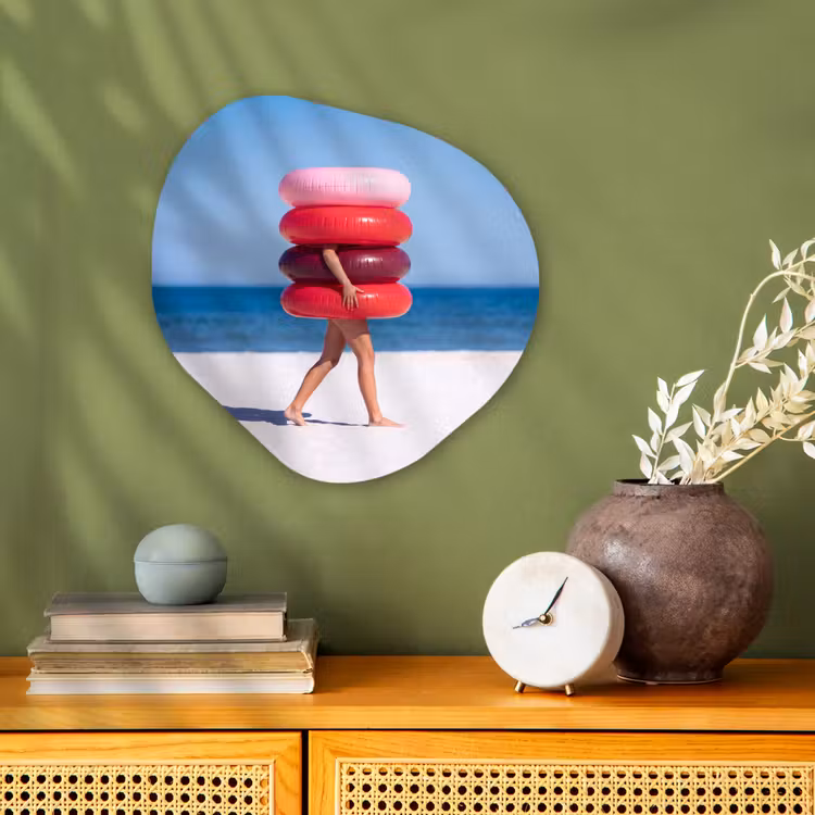 Mensen - Strand - Zomer - Recreatie - Kleurrijk Wandcirkel Organisch Forex 3mm klein -sfeer2