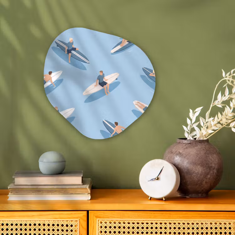 Mensen - Surfen - Water - Zomer - Illustratie Wandcirkel Organisch Forex 3mm klein -sfeer2