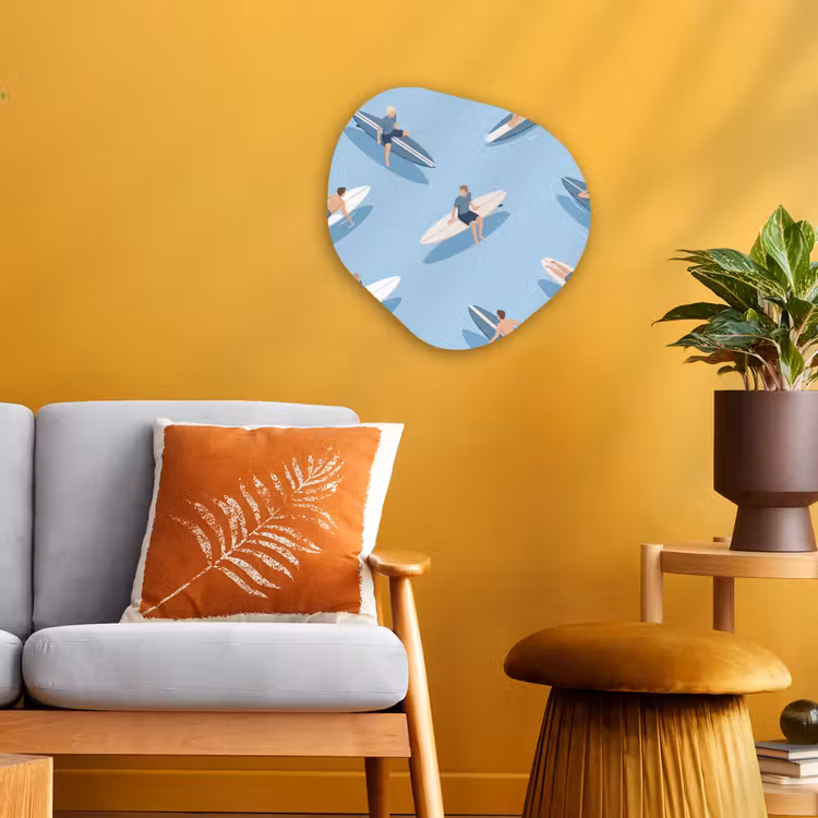 Mensen - Surfen - Water - Zomer - Illustratie Wandcirkel Organisch Forex 3mm klein -sfeer4