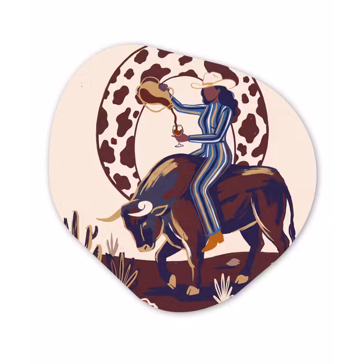 Mensen - Dieren - Cowboy - Abstract - Kleurrijk Wandcirkel Organisch Forex 3mm klein -3d
