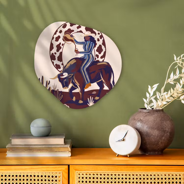 Mensen - Dieren - Cowboy - Abstract - Kleurrijk Wandcirkel Organisch Forex 3mm klein -sfeer2