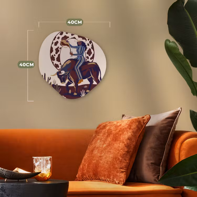 Mensen - Dieren - Cowboy - Abstract - Kleurrijk Wandcirkel Organisch Forex 3mm klein -sfeer3