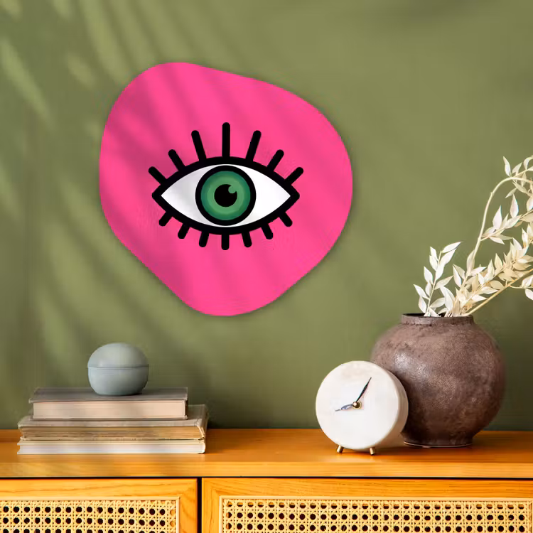 Minimalistisch - Oog - Roze Wandcirkel Organisch Forex 3mm klein -sfeer2