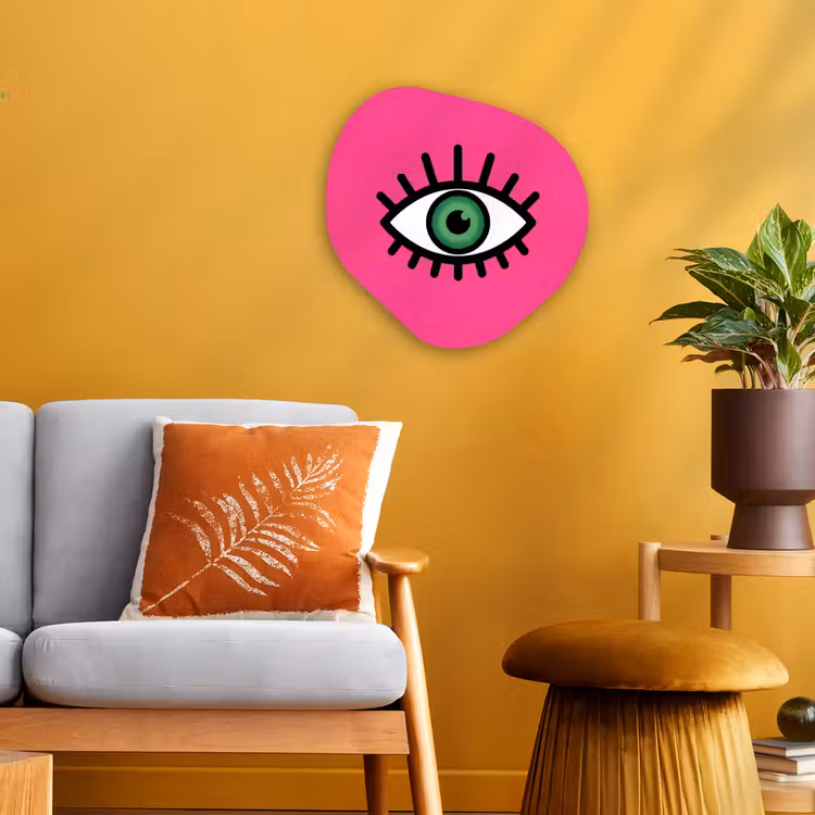 Minimalistisch - Oog - Roze Wandcirkel Organisch Forex 3mm klein -sfeer4