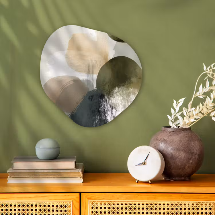 Minimalistisch - Cirkels - Penseelstreken - Beige Wandcirkel Organisch Forex 3mm klein -sfeer2