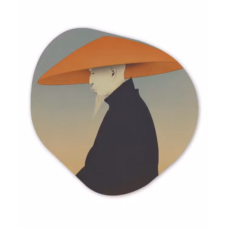 Minimalistisch - Silhouet - Oranje Wandcirkel Organisch Forex 3mm klein -3d