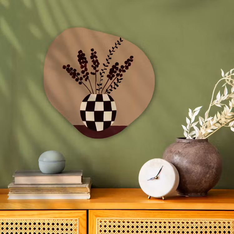 Minimalistisch - Vaas - Bloemen - Bruin Wandcirkel Organisch Forex 3mm klein -sfeer2