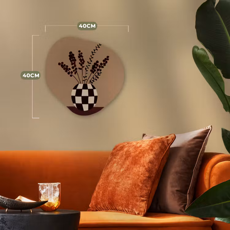 Minimalistisch - Vaas - Bloemen - Bruin Wandcirkel Organisch Forex 3mm klein -sfeer3