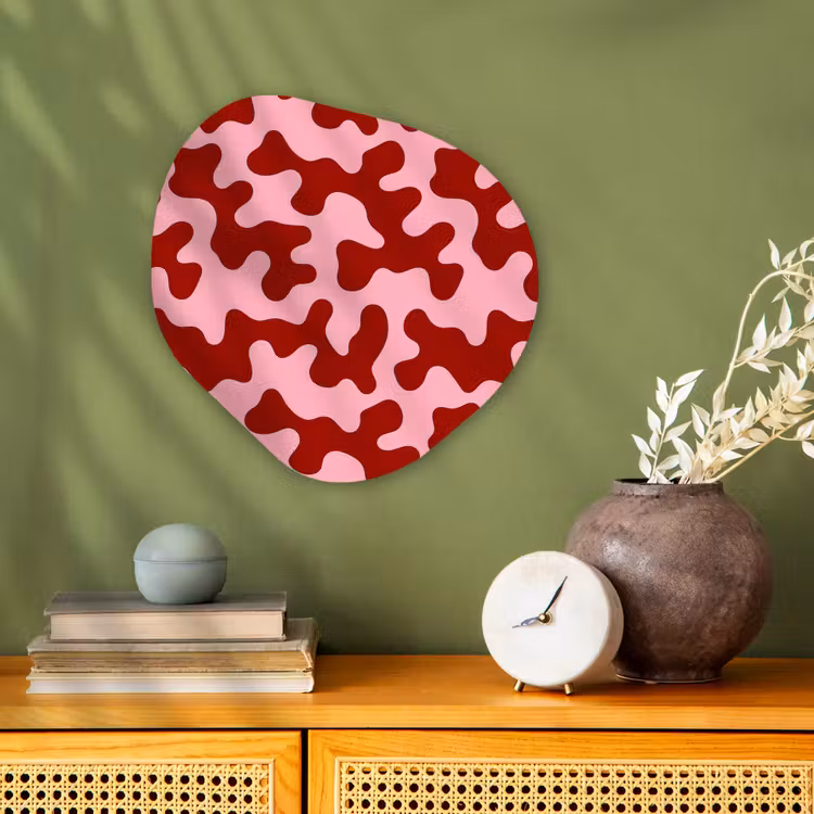 Modern - Abstract - Rood Wandcirkel Organisch Forex 3mm klein 629 -sfeer2