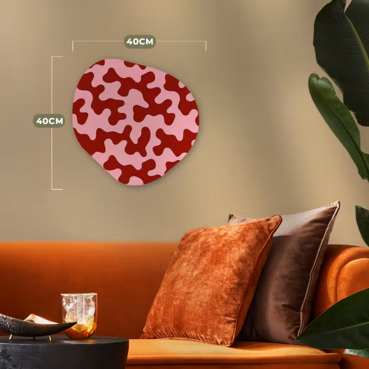 Modern - Abstract - Rood Wandcirkel Organisch Forex 3mm klein 629 -sfeer3