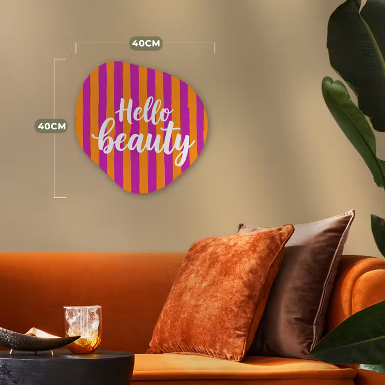 Modern - Hello - Oranje Wandcirkel Organisch Forex 3mm klein -sfeer3
