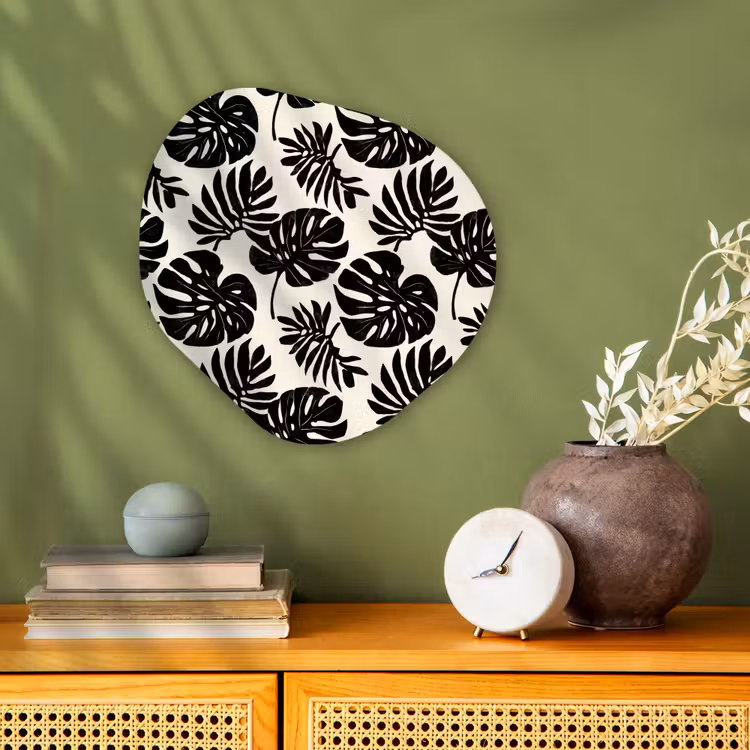 Modern - Monstera - Zwart Wandcirkel Organisch Forex 3mm klein 629 -sfeer2