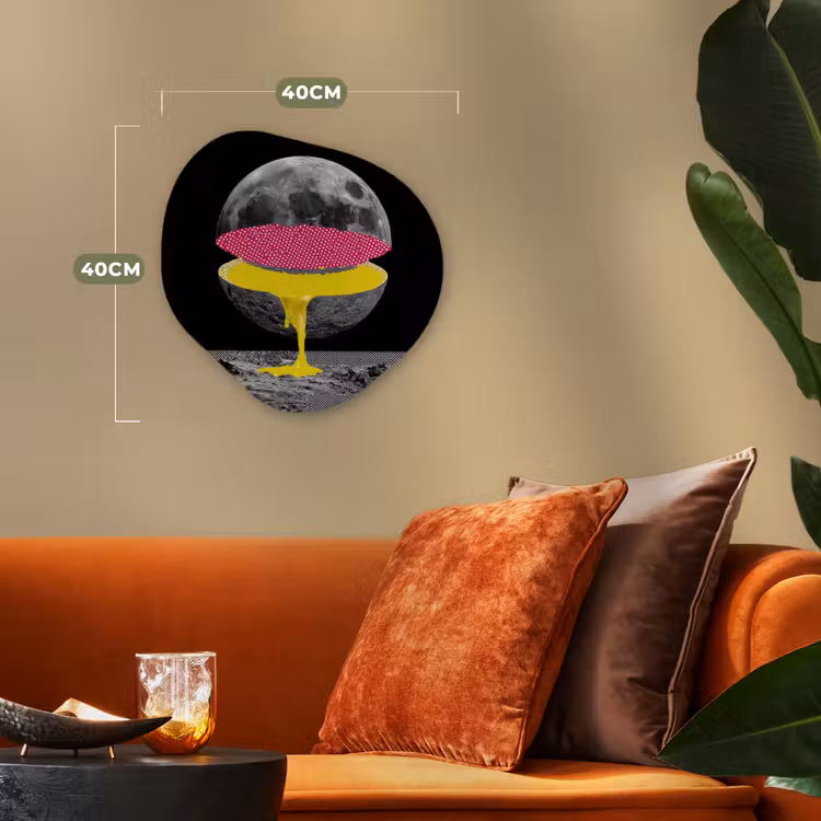 Maan - Geel - Roze - Zwart Wandcirkel Organisch Forex 3mm klein -sfeer3