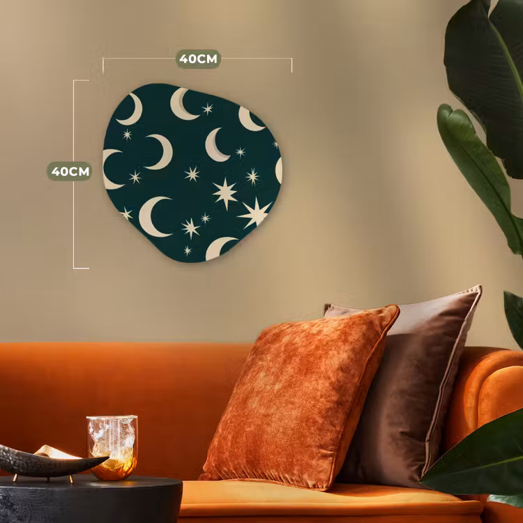 Manen - Sterren - Groen Wandcirkel Organisch Forex 3mm klein 629 -sfeer3