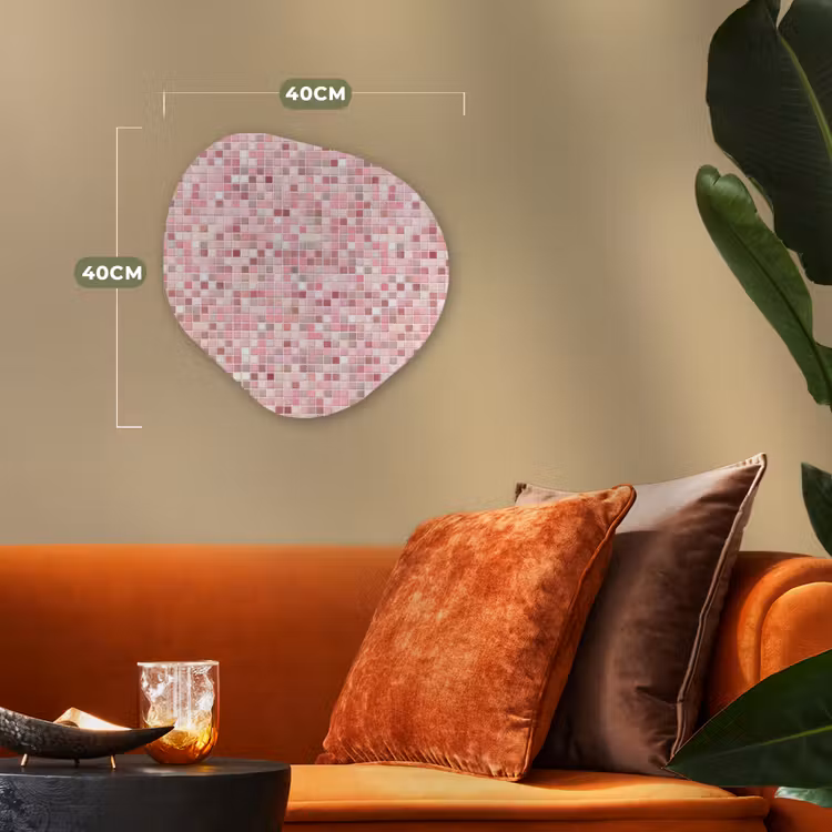 Mozaïek - Patroon - Roze Wandcirkel Organisch Forex 3mm klein 629 -sfeer3