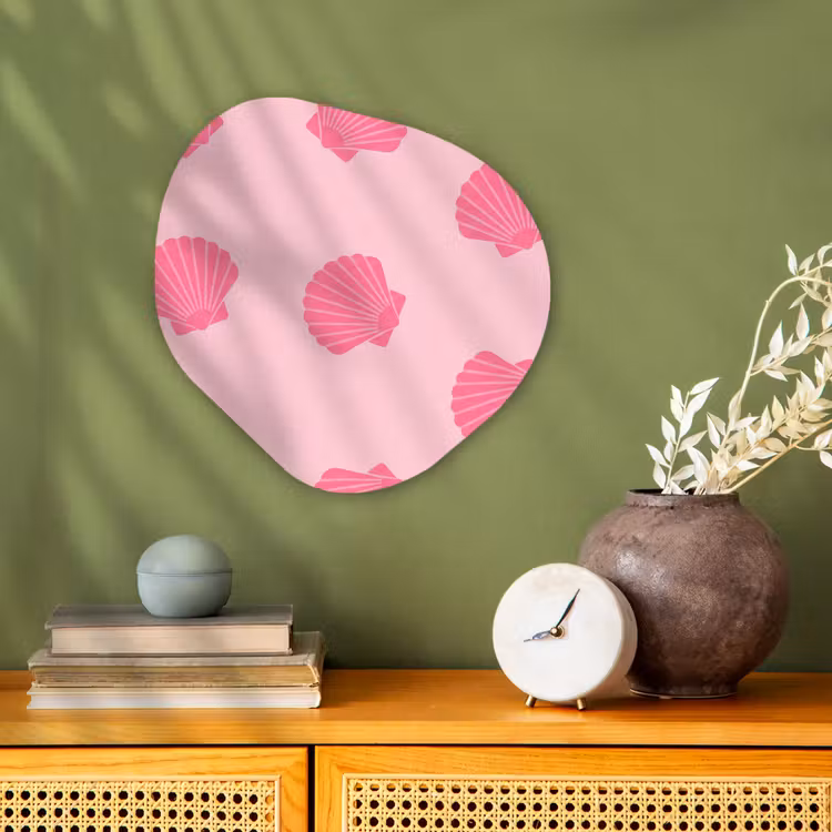 Schelp - Patroon - Zee - Modern - Roze Wandcirkel Organisch Forex 3mm klein -sfeer2