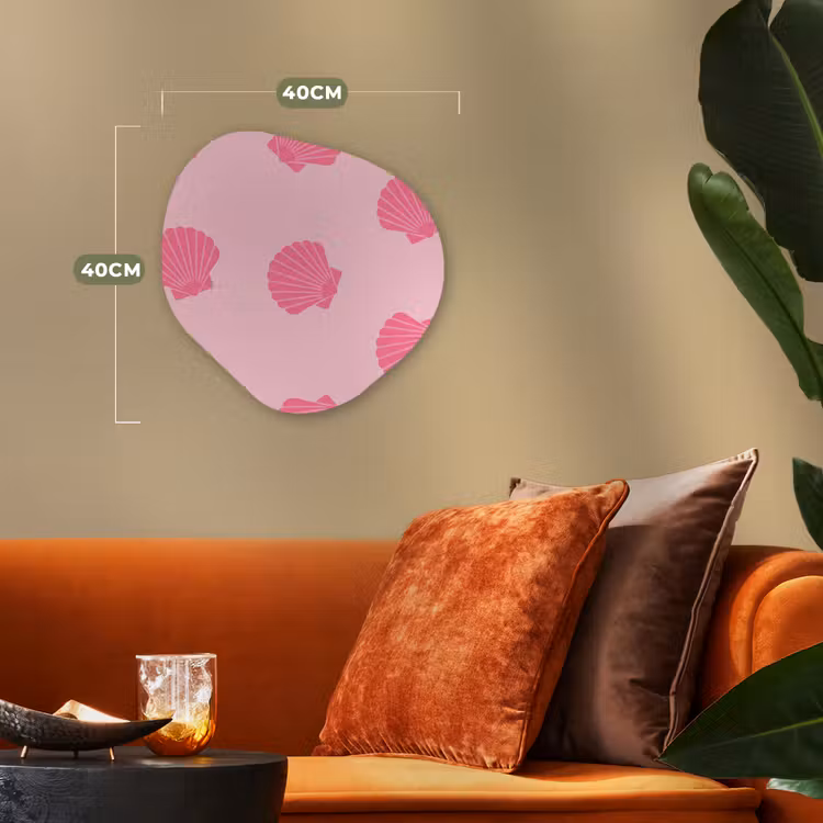 Schelp - Patroon - Zee - Modern - Roze Wandcirkel Organisch Forex 3mm klein -sfeer3