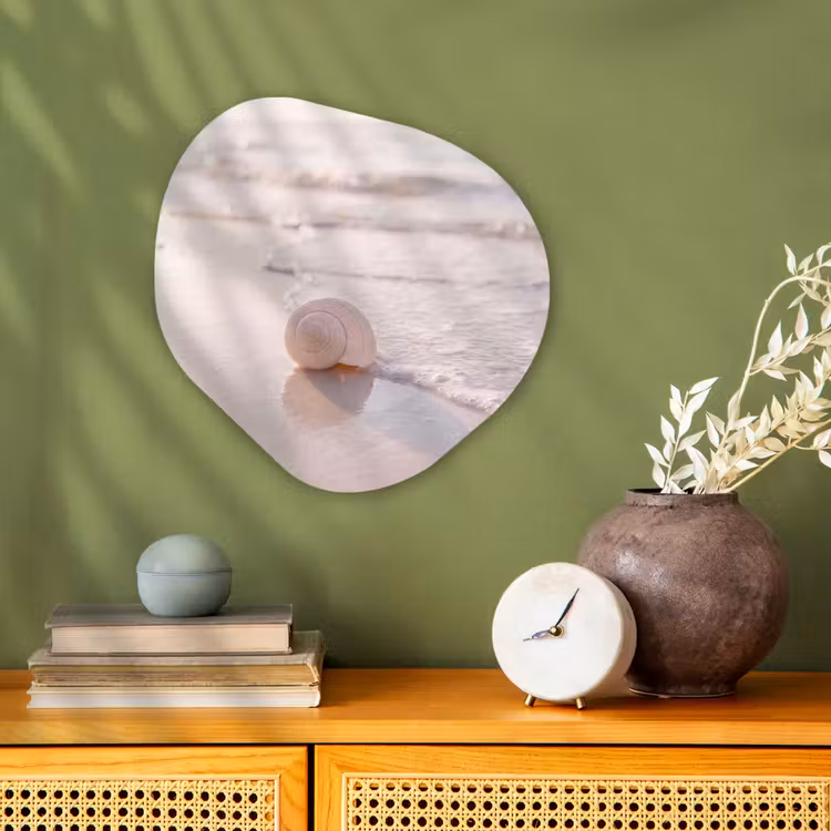 Zeeschelp - Strand - Zee - Natuur - Beige Wandcirkel Organisch Forex 3mm klein -sfeer2