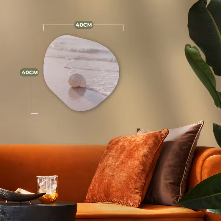 Zeeschelp - Strand - Zee - Natuur - Beige Wandcirkel Organisch Forex 3mm klein -sfeer3