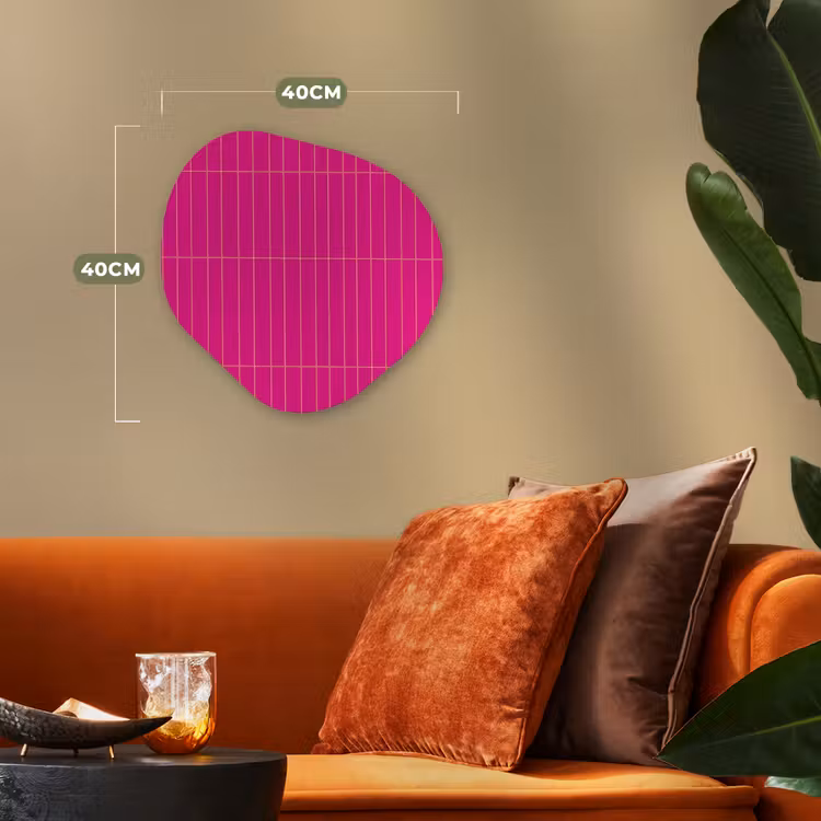 Patroon - Tegel - Magenta - Roze Wandcirkel Organisch Forex 3mm klein 629 -sfeer3
