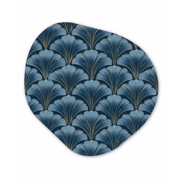 Patroon - Ginkgoblad - Blauw Wandcirkel Organisch Forex 3mm klein 629 -3d