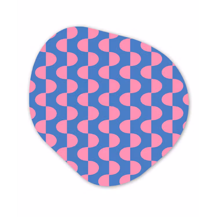 Patroon - Halve cirkels - Abstract - Modern - Roze - Blauw Wandcirkel Organisch Forex 3mm klein -3d