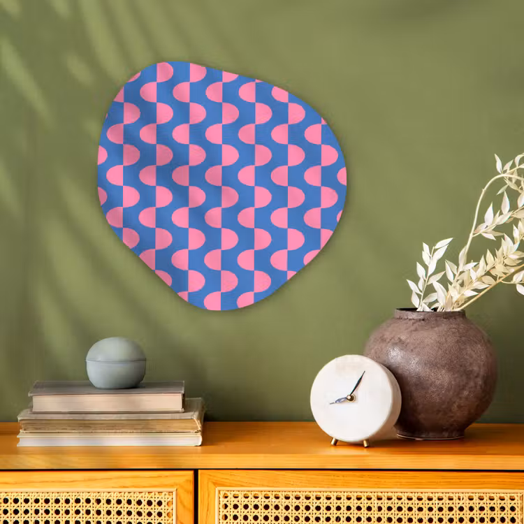 Patroon - Halve cirkels - Abstract - Modern - Roze - Blauw Wandcirkel Organisch Forex 3mm klein -sfeer2