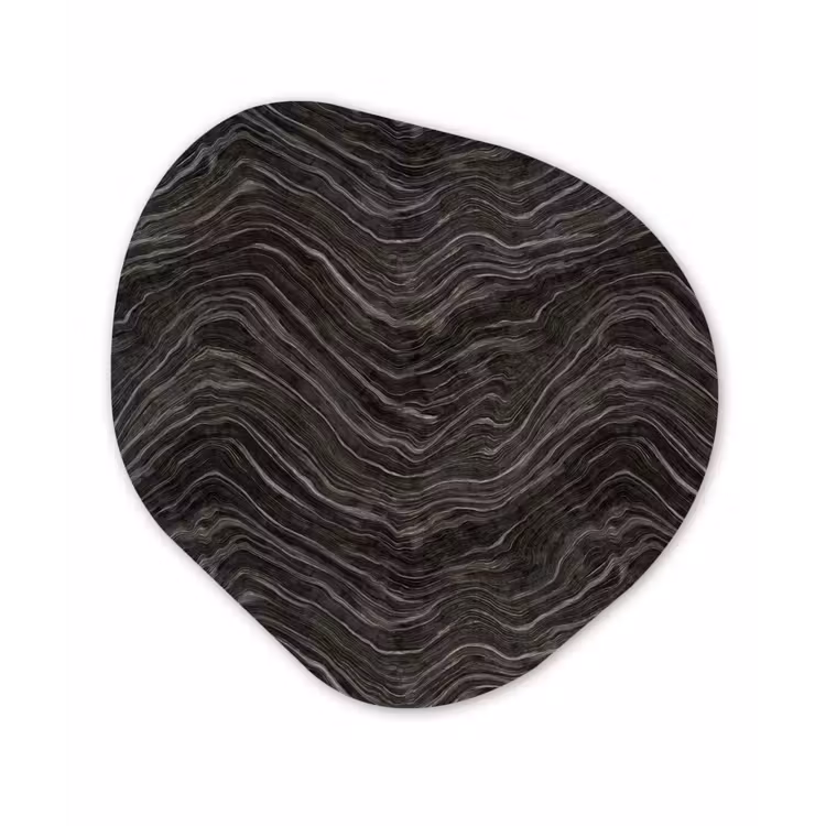 Patroon - Contrast - Antraciet Wandcirkel Organisch Forex 3mm klein 629 -3d